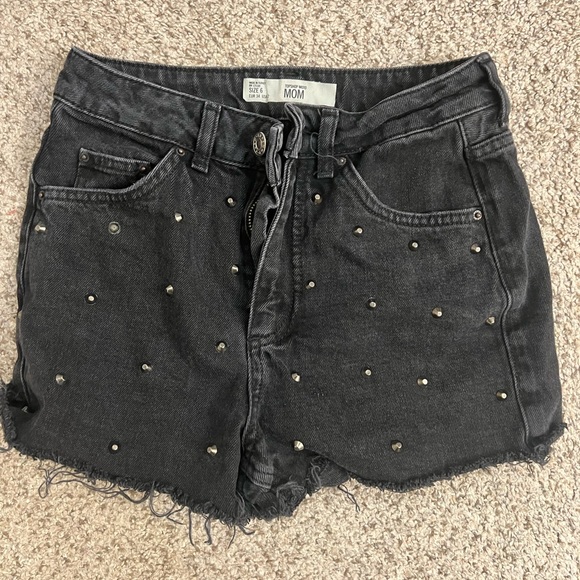 Topshop Pants - Topshop Black Studded Jean Shorts